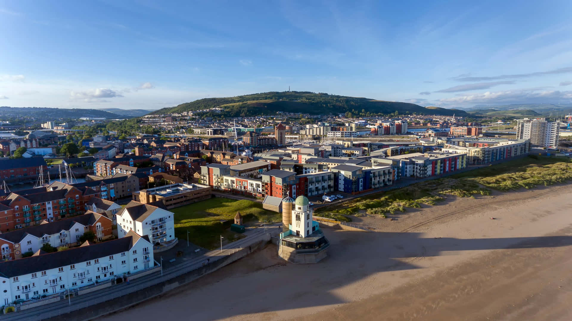 Swansea Cityscape Aerial View Wallpaper