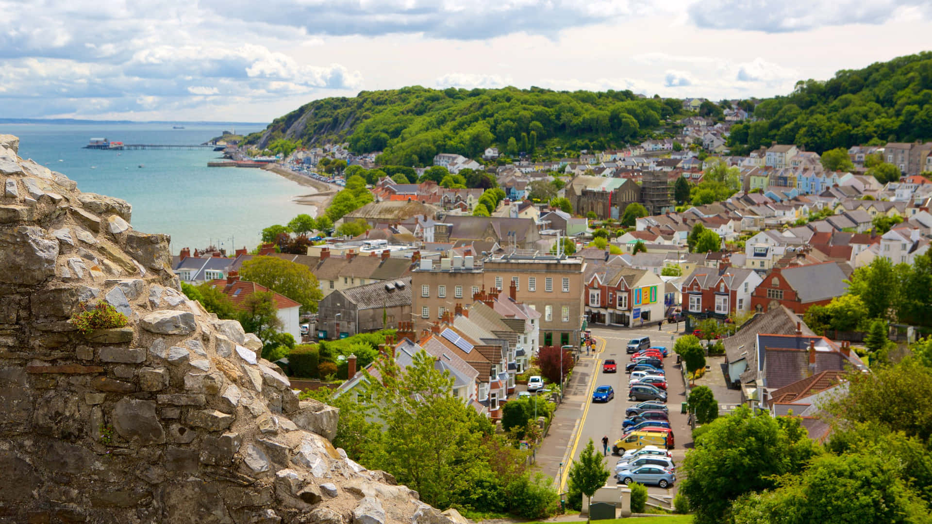 Swansea Coastal Town View Wallpaper