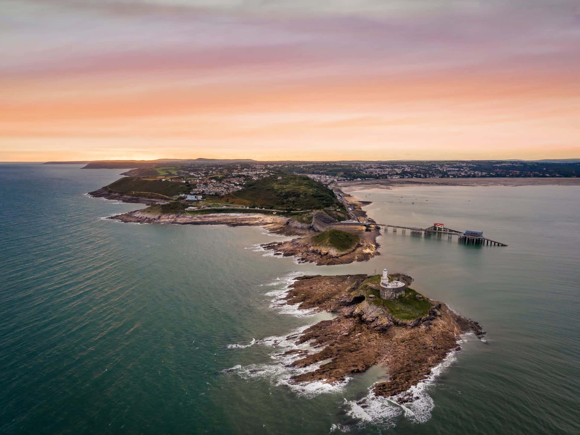 Swansea Coastline Aerial View Wallpaper