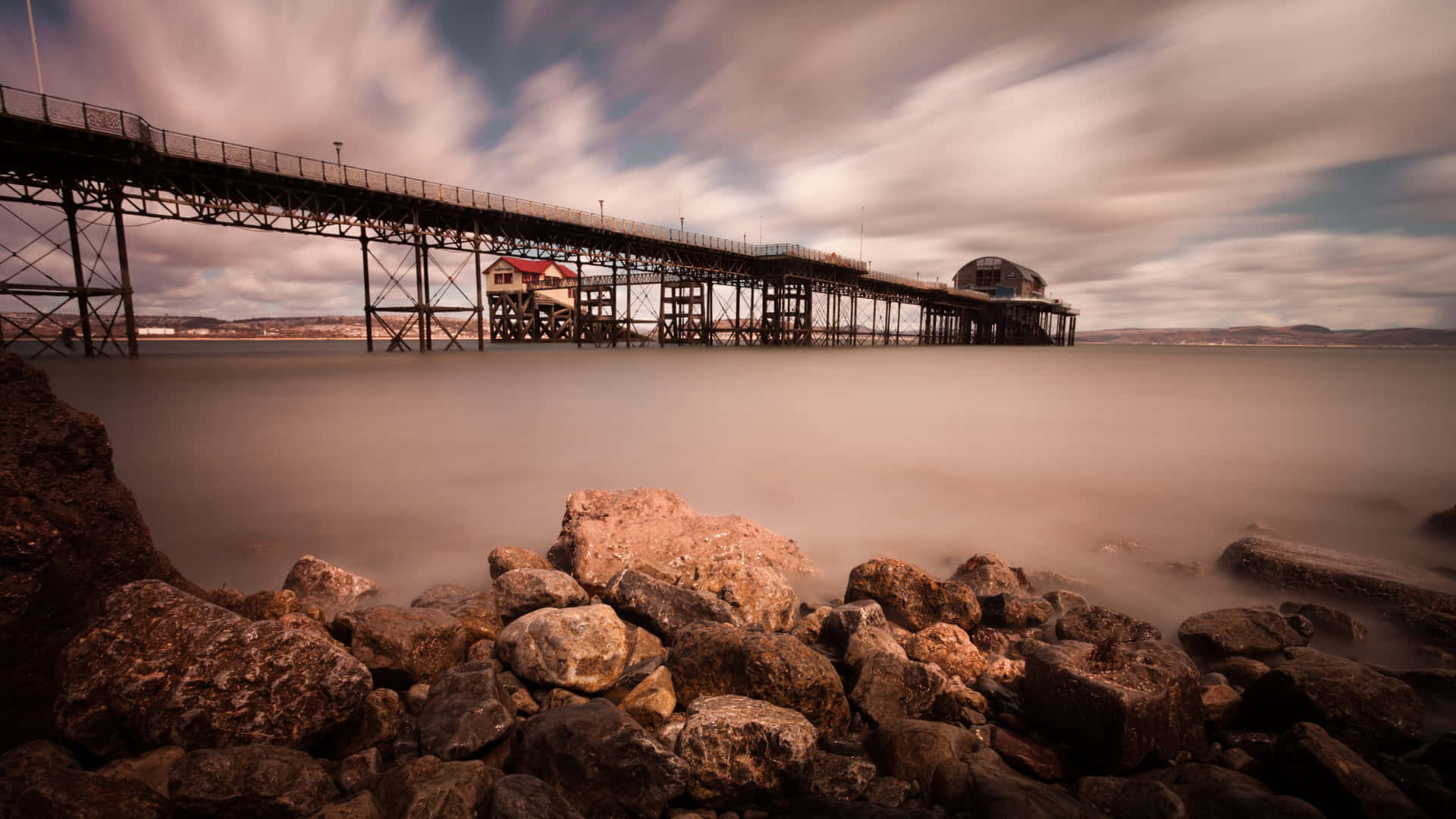 Swansea Mumbles Pier Long Exposure Wallpaper