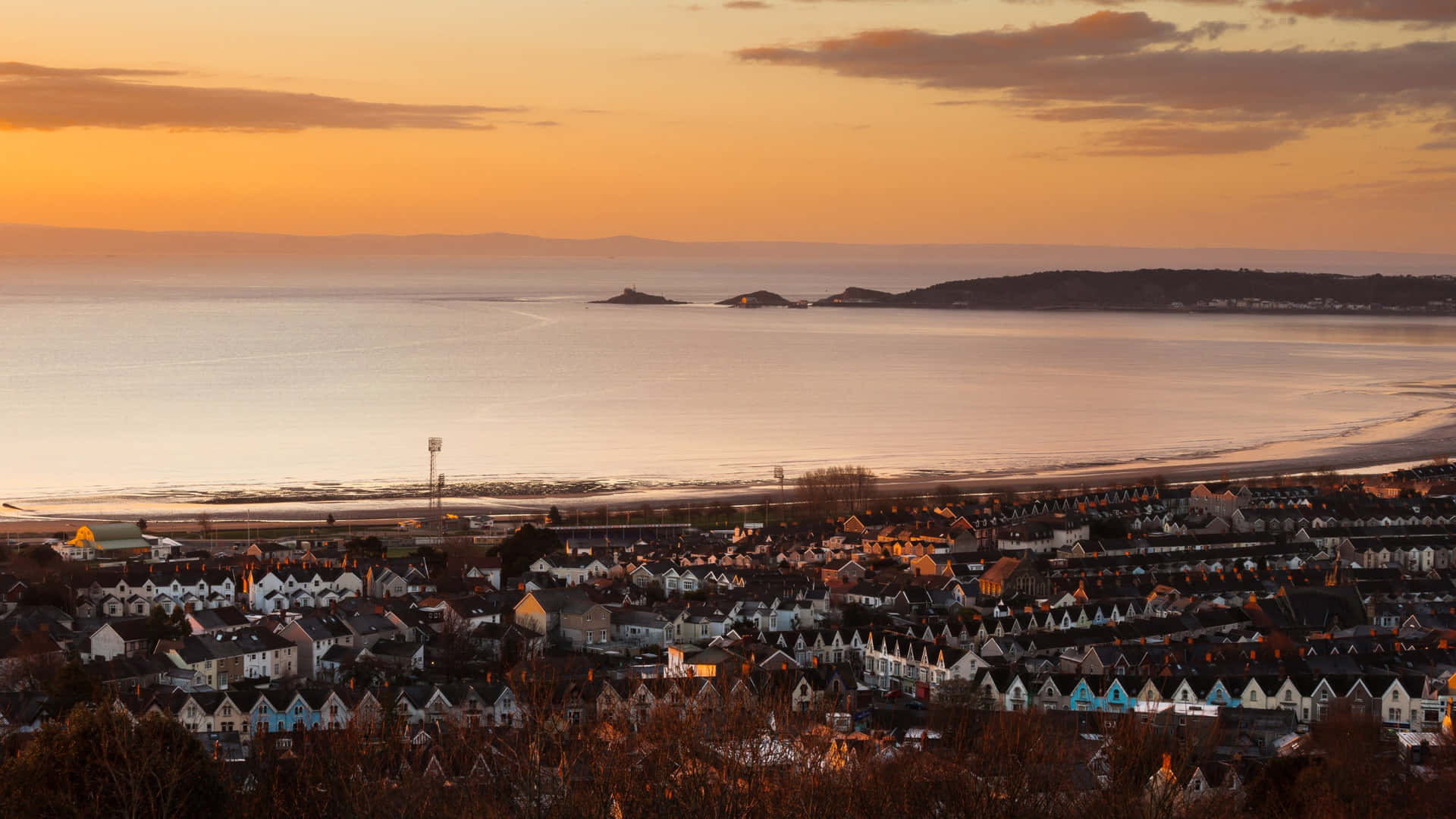 Swansea Sunset Overlooking Bay Wallpaper