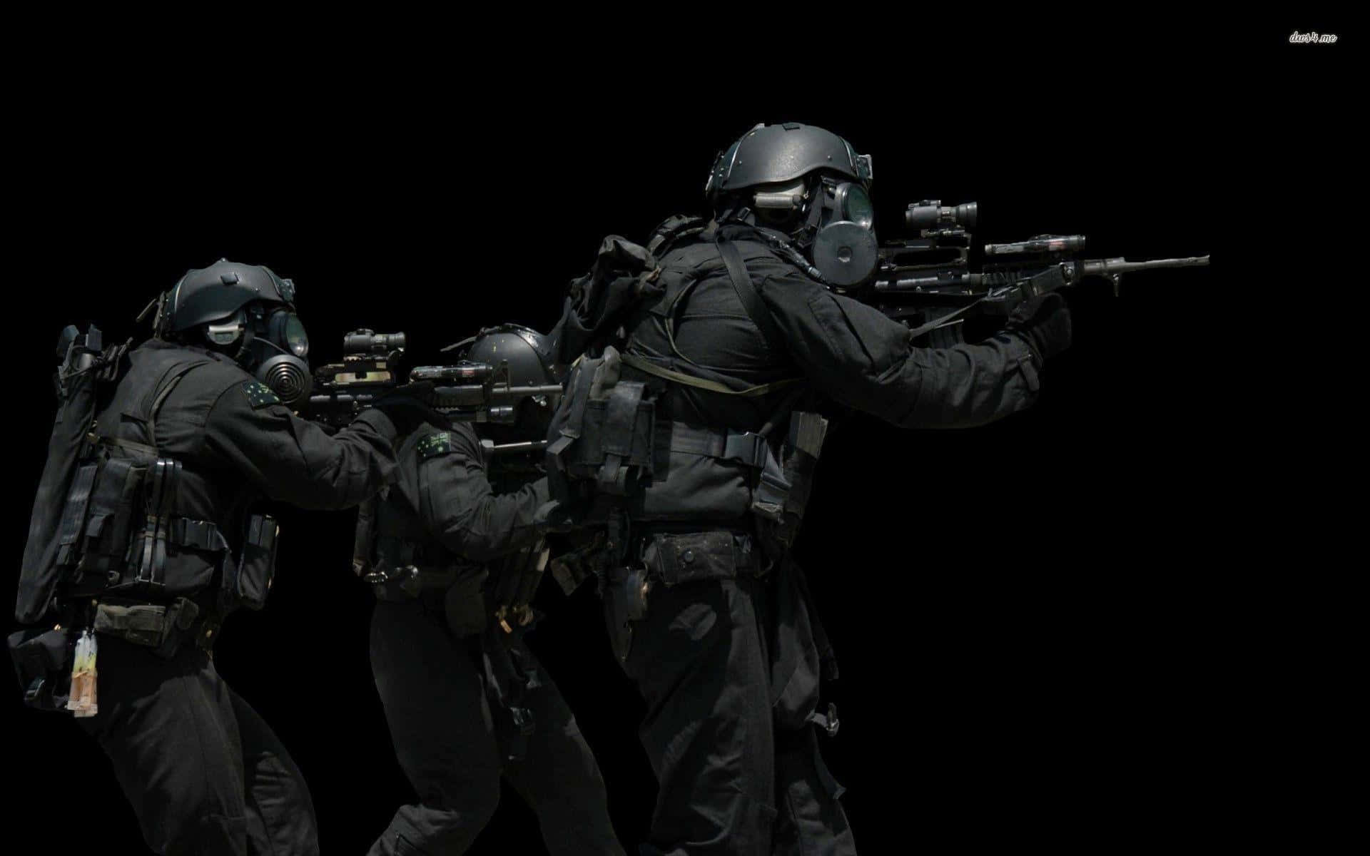 A Special Weapons and Tactics (SWAT) operative on standby Wallpaper