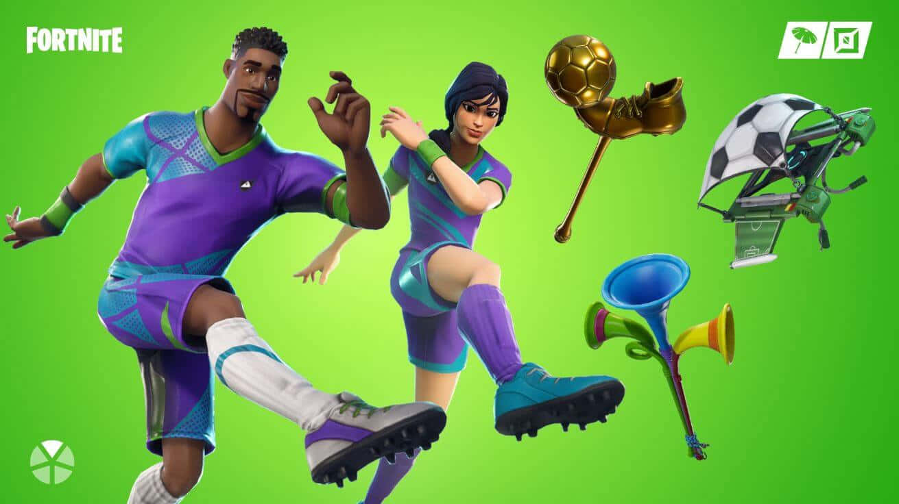 fortnite - a soccer game with a green background Wallpaper