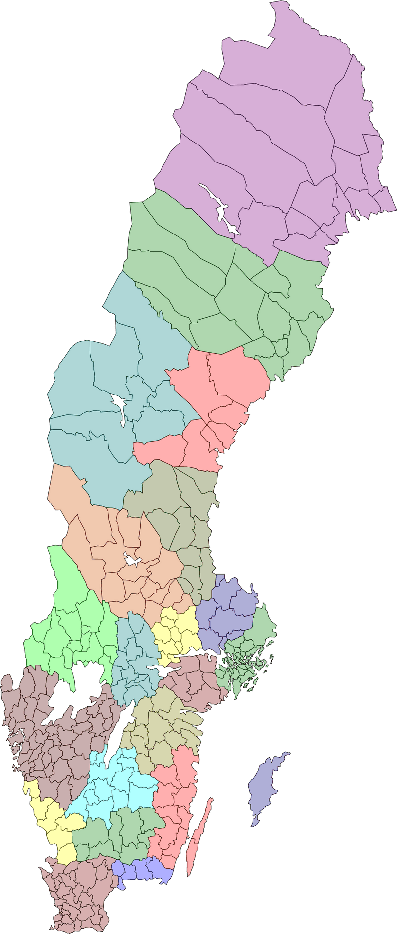 Sweden Administrative Divisions Map PNG
