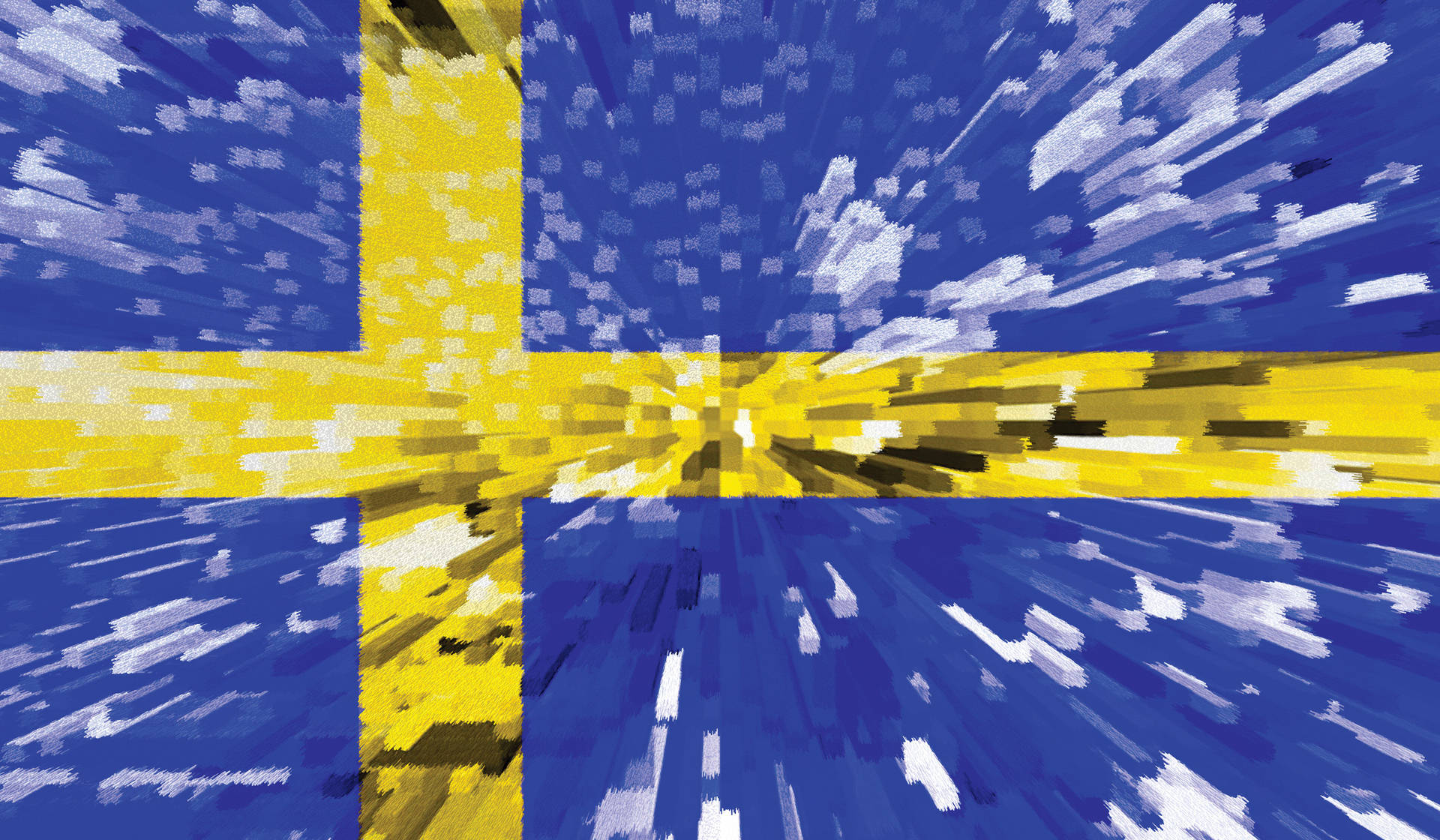 Den svenske flaggade baggrund: Dette tapet er et moderne gengivelse af den svenske flag, der spænder over hele skærmen. Wallpaper