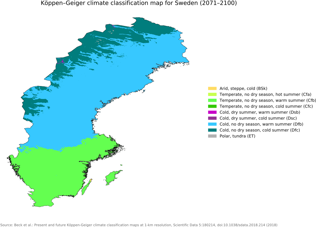 Sweden Future Climate Classification Map20712100 PNG