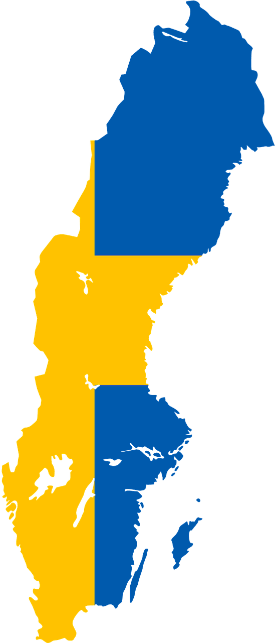 Sweden Map Outlinedin National Colors PNG