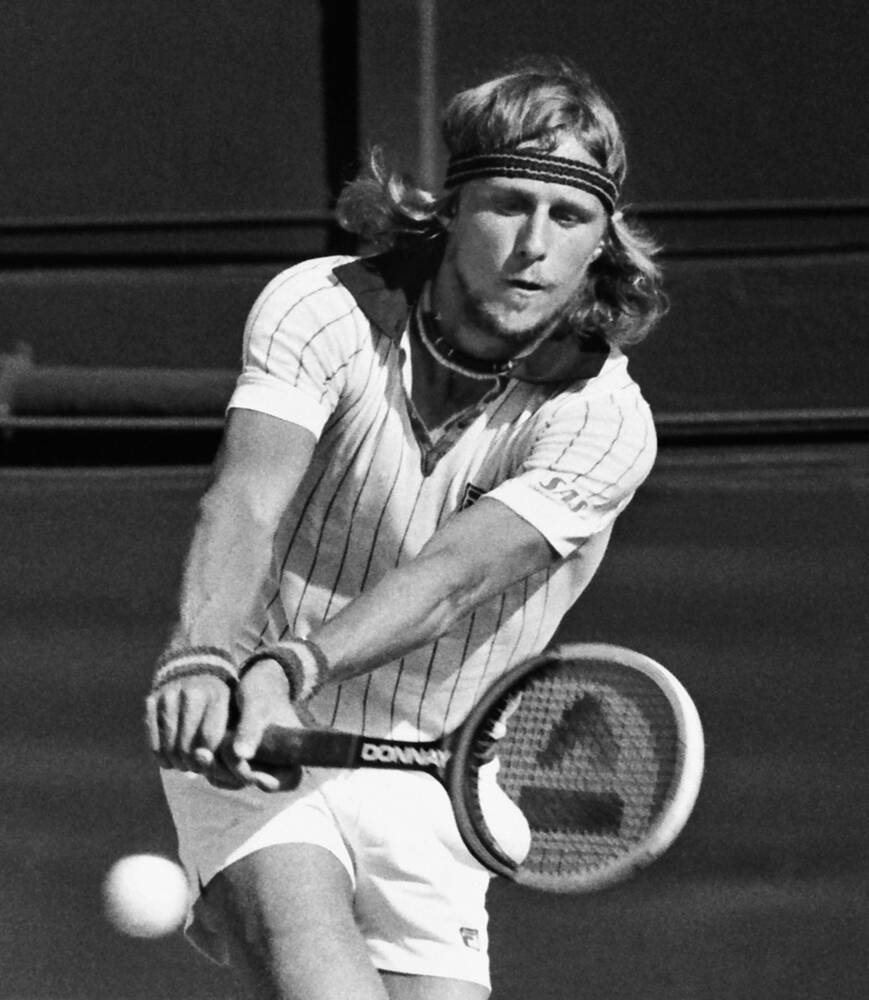 Svensk tennisplayer Björn Borg baghand- og forhåndsgrafisk tapet Wallpaper