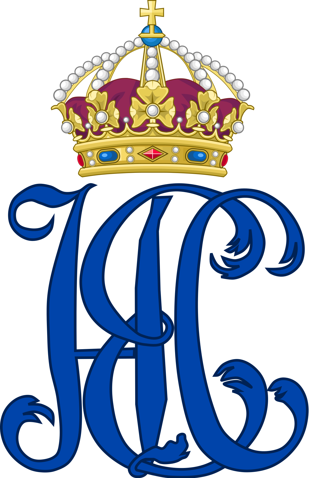 Swedish_ Royal_ Monogram_with_ Crown_ Vector PNG