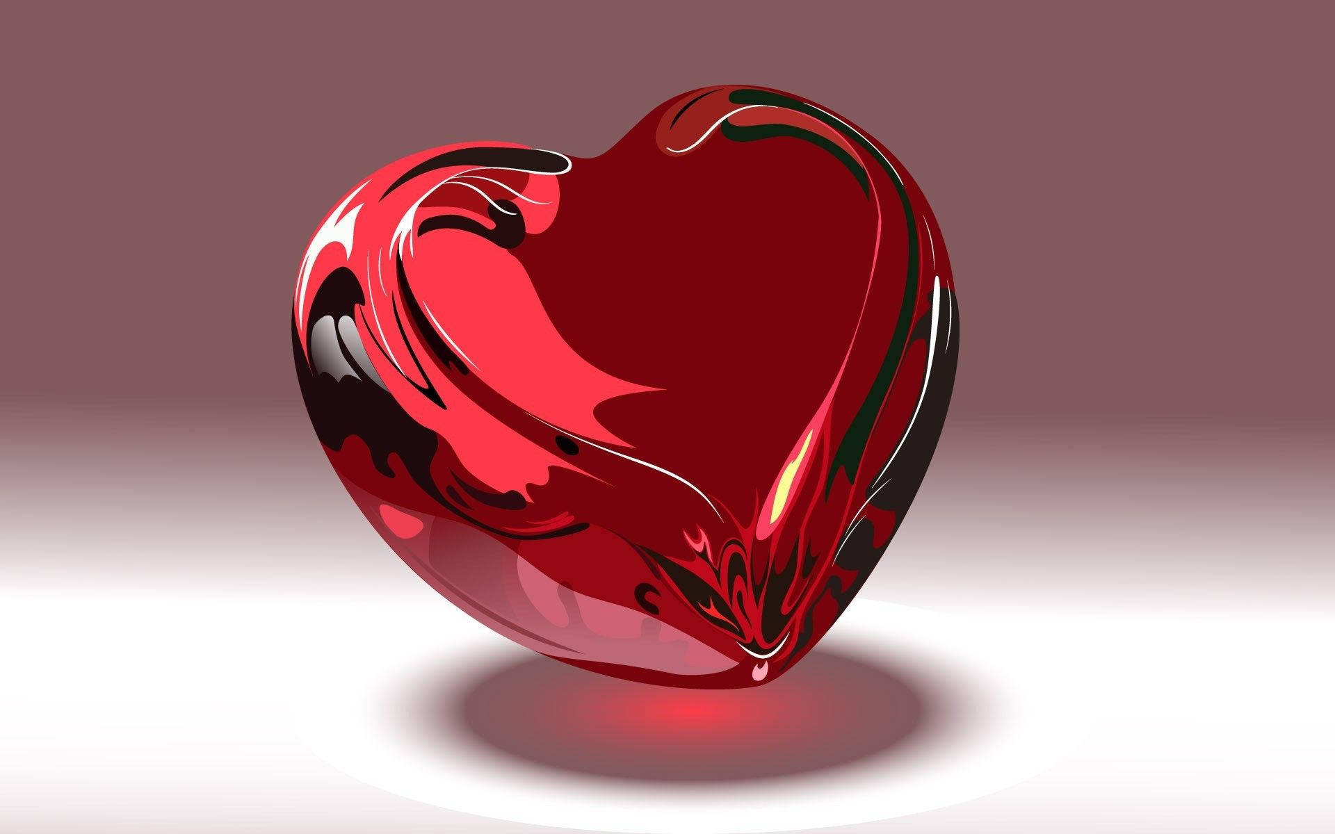 Sweet 3d Red Heart Of Love Wallpaper