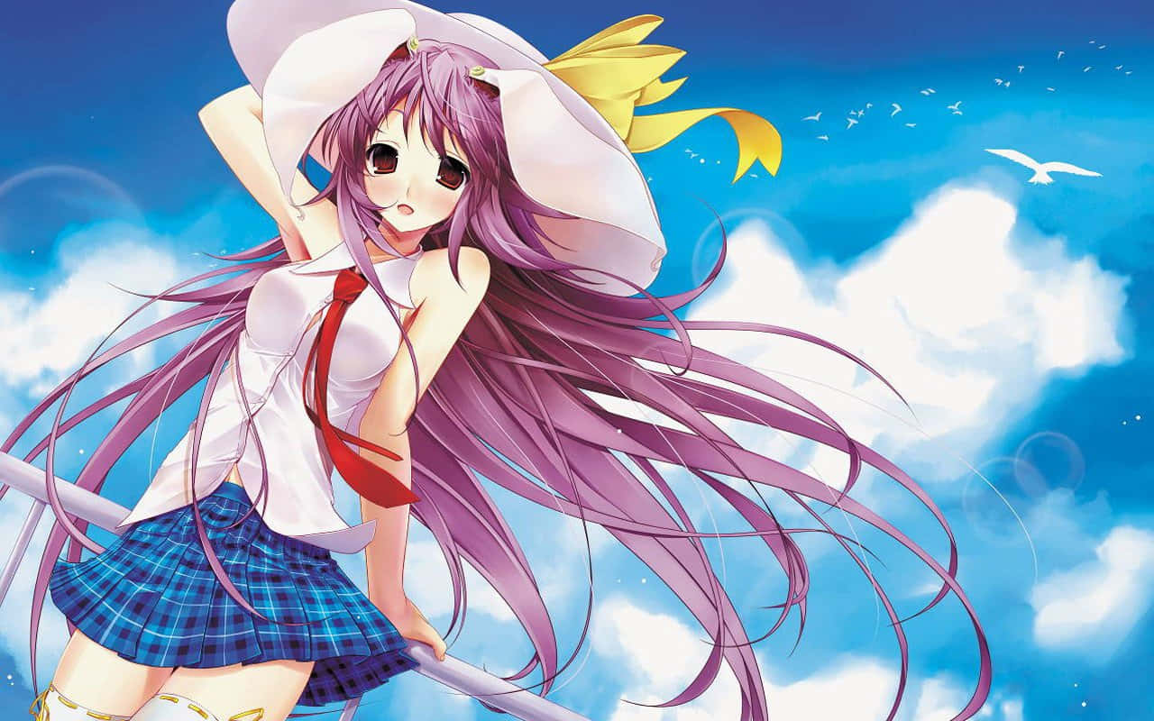 Sweet Anime Girl Long Hair Wallpaper
