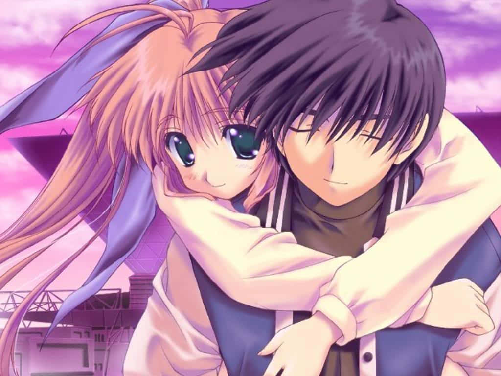 Sweet Anime Loving Couple Wallpaper
