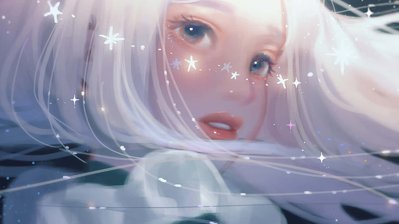 Sweet Anime Shimmering Stars Wallpaper