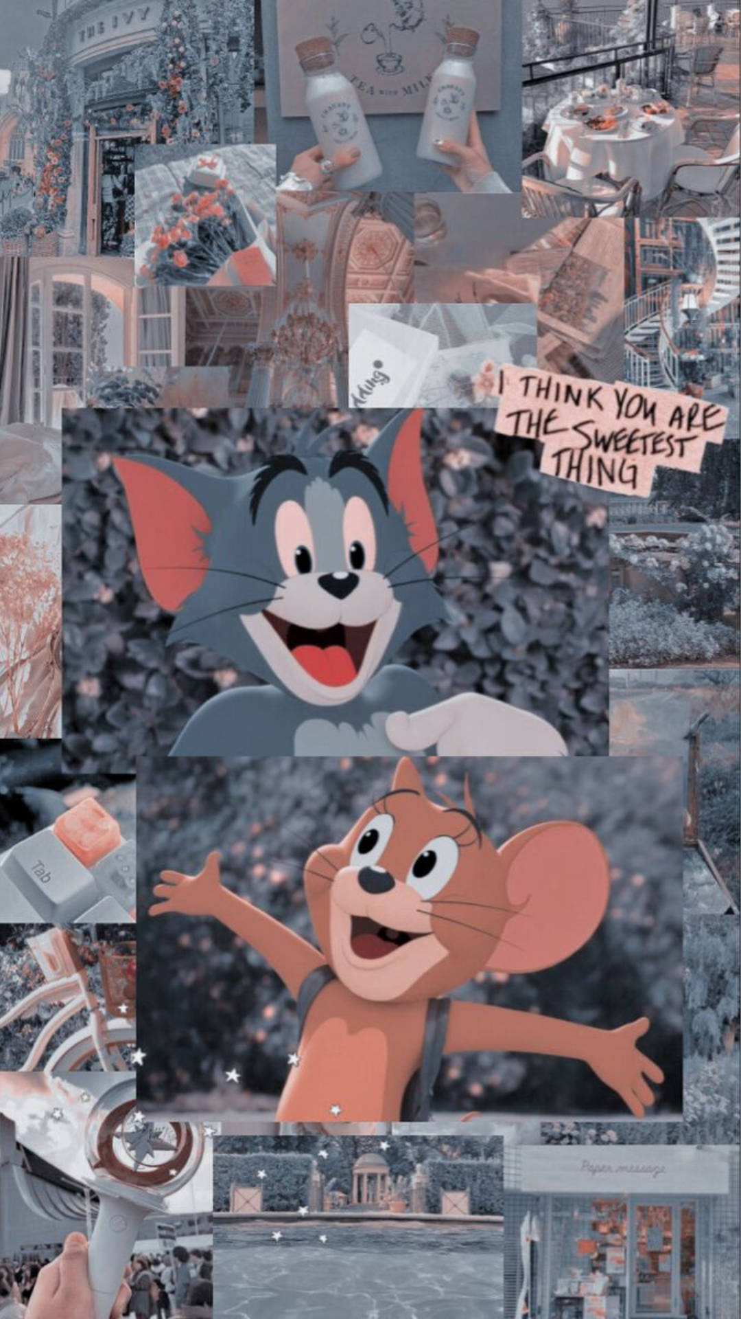 Sweet Bluish-purple Tom And Jerry Aesthetic Background