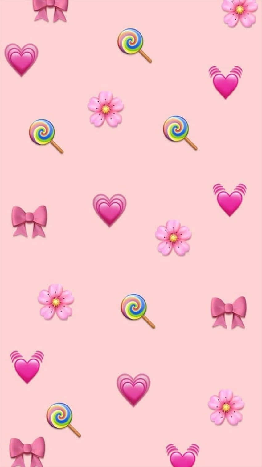 Sweet Love Pattern Pink Background Wallpaper