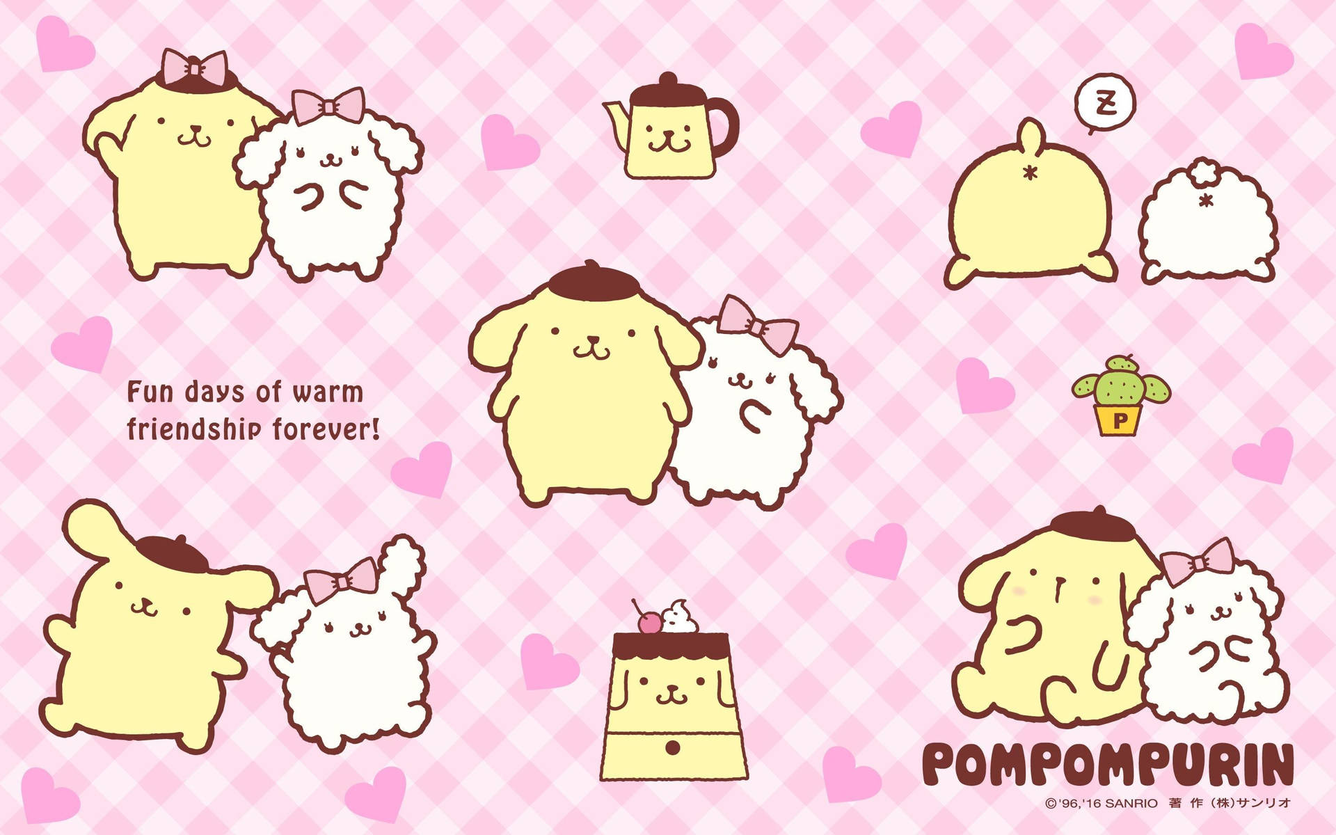 Sweet Pompompurin And Macaroon Wallpaper