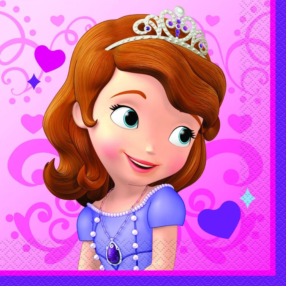 Captivating Princess Sofia in a Radiant Purple Gown Wallpaper
