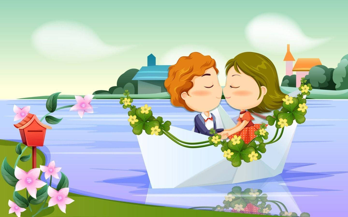 Sweet Romantic Couples On A Boat Wallpaper