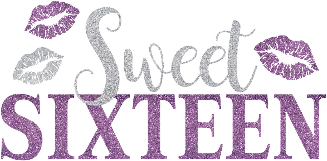 Sweet Sixteen Glitter Text PNG