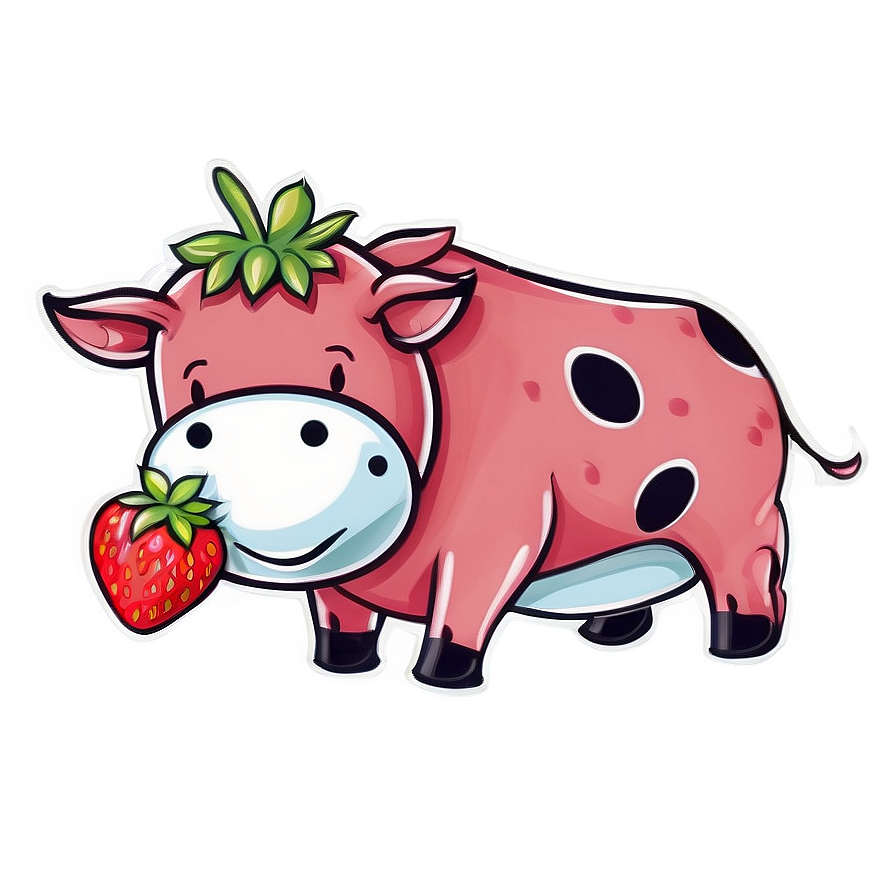 Sweet Strawberry Cow Drawing Png 49 PNG