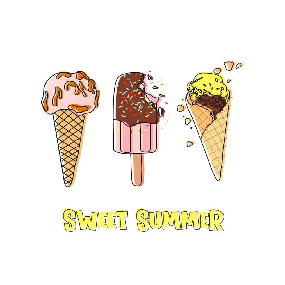 Summer ice cream seamless pattern cute cartoon background perfect for  wrapping paper or fabric vector illustration  CanStock