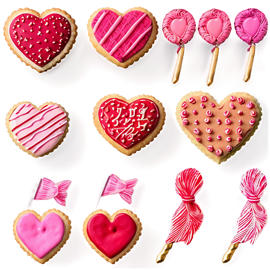 Sweet Valentine's Day Heart Cookies Png Nol67 PNG