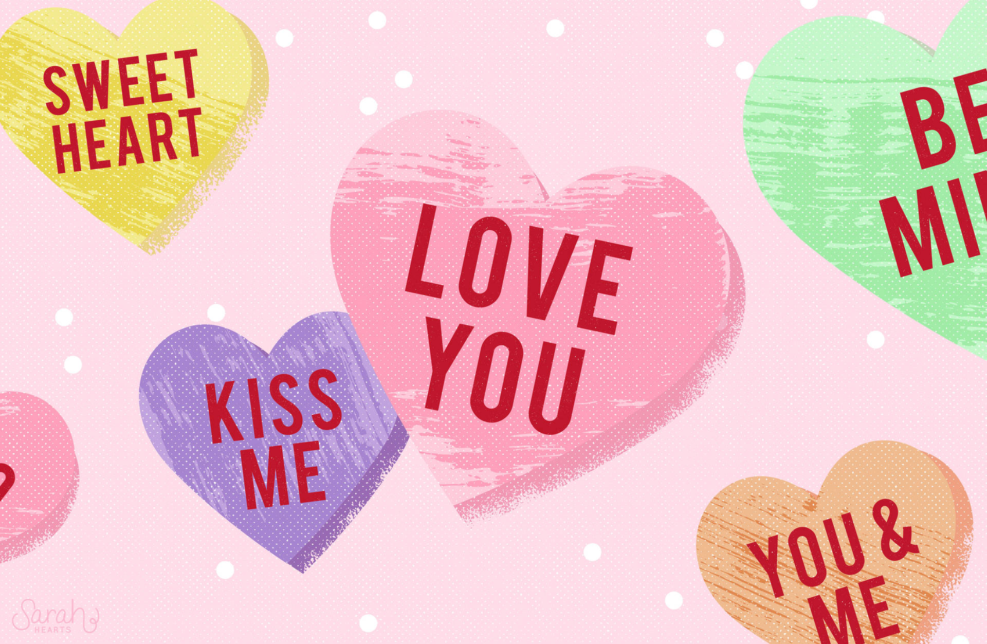 Sweet words and cuddly love in hearts for the month of February Wallpaper