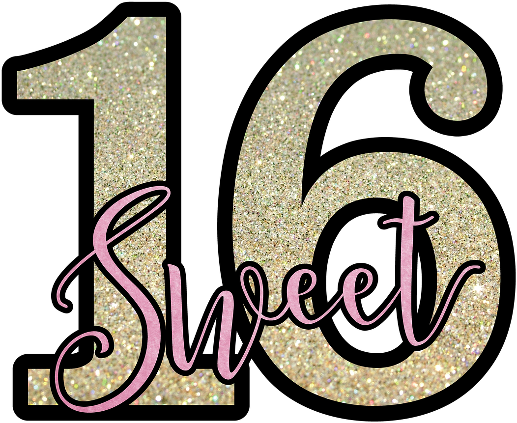Sweet16 Glitter Text Graphic PNG