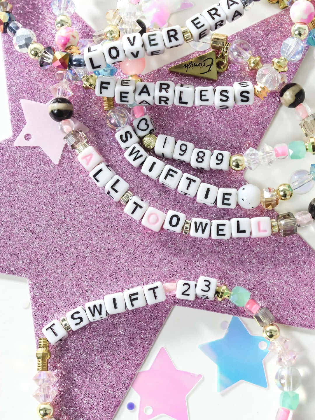Swiftie Themed Bracelets Sparkle Background Wallpaper
