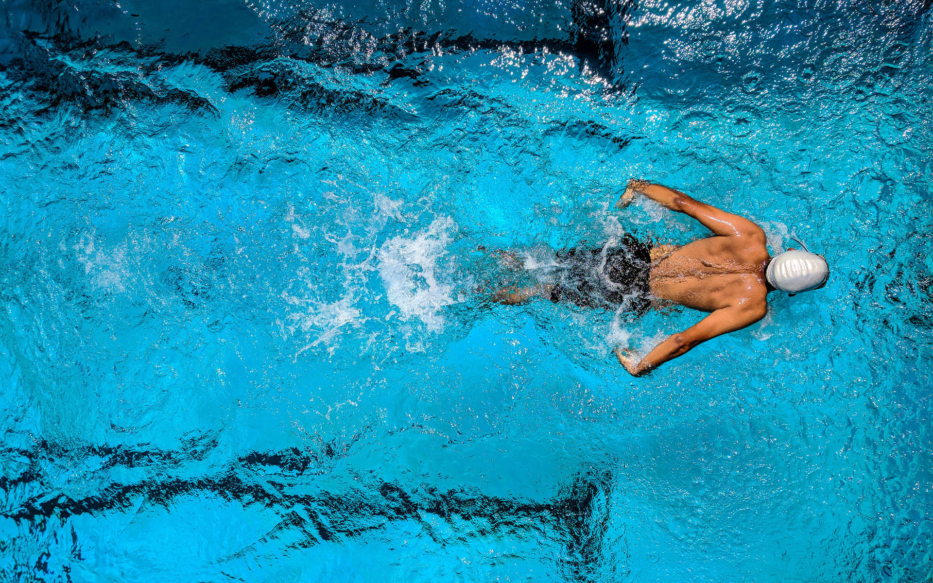 Swimming Athlete Top View Shot Wallpaper