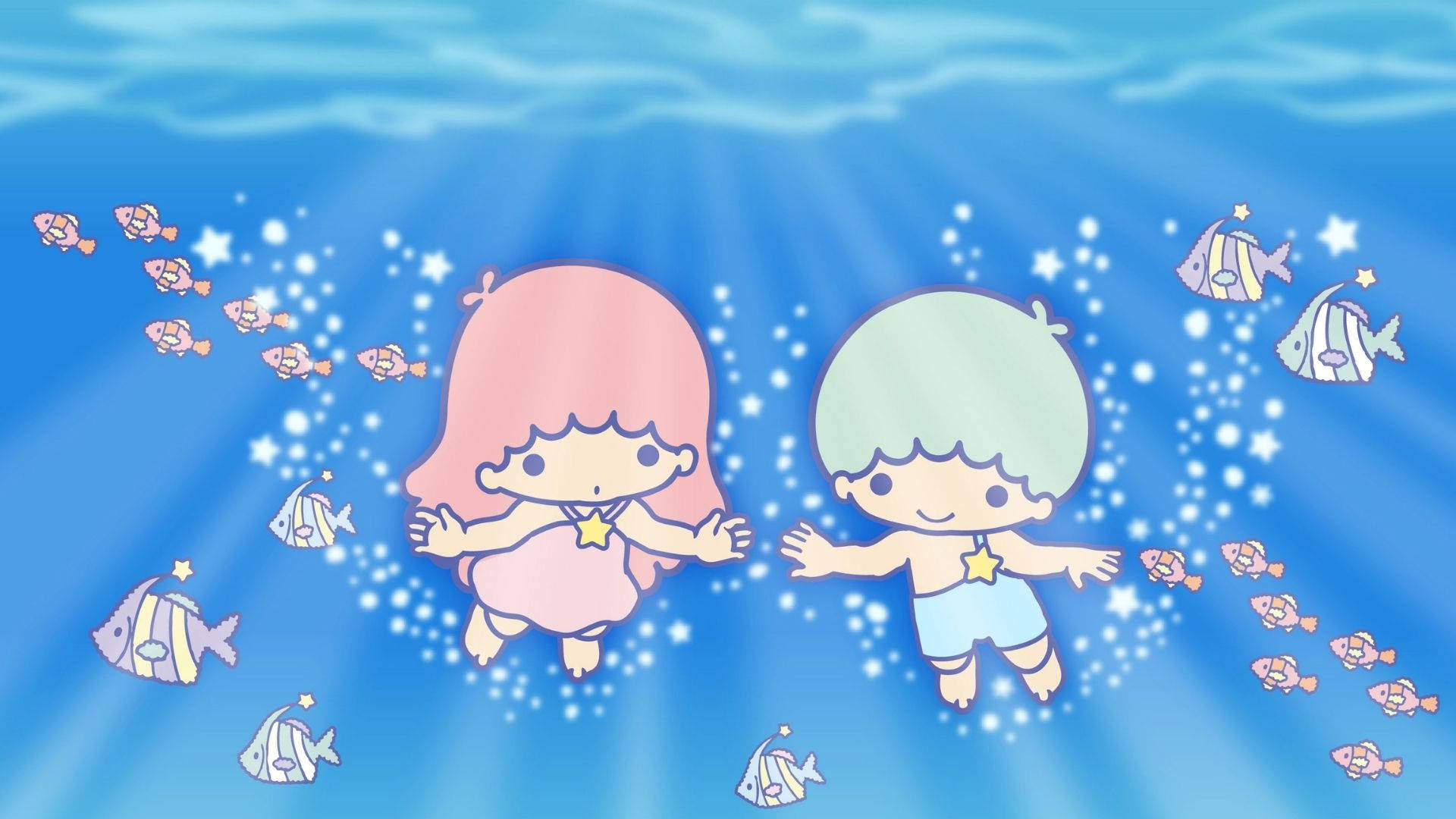Swimming Little Twin Stars Wallpaper
