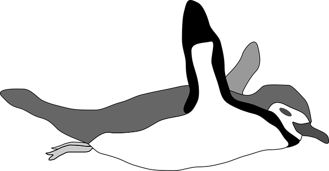 Swimming Penguin Vector Illustration PNG