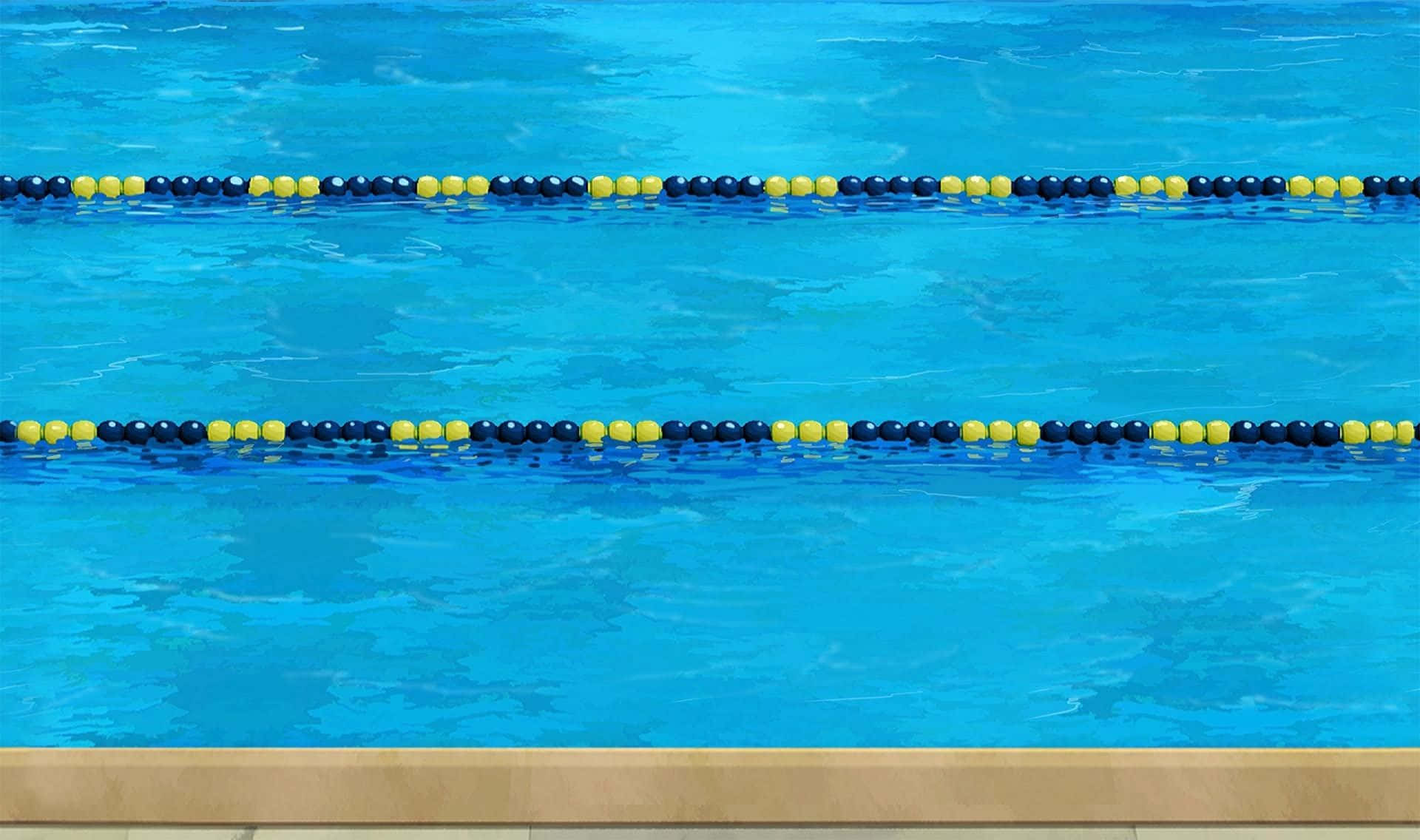 A Swimming Pool With Blue And Yellow Lines