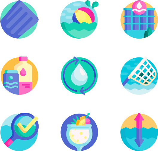 Swimming Pool Icons Set PNG
