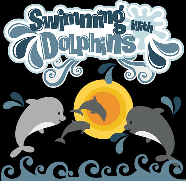 Swimming With Dolphins Graphic PNG