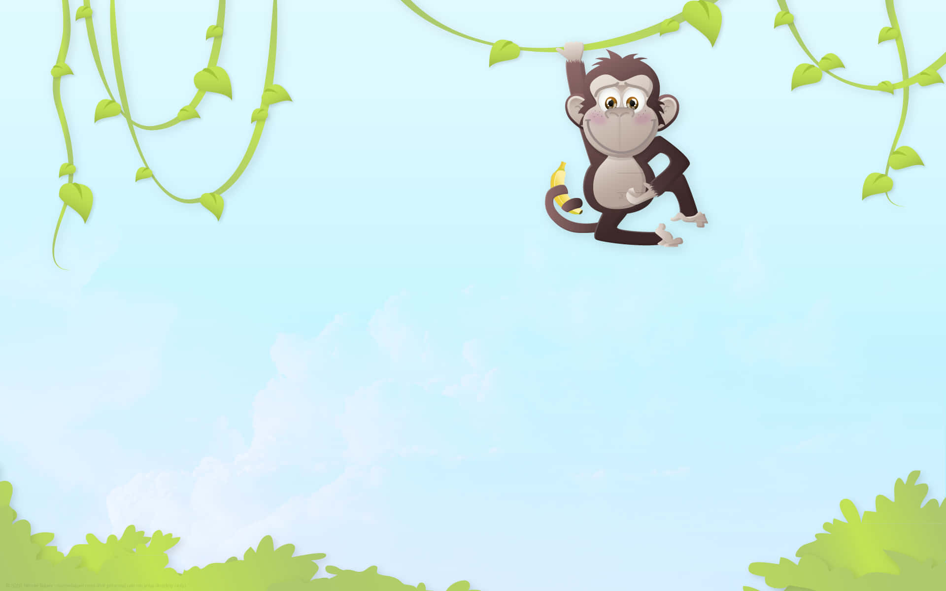 Swinging Cute Monkey Photo Wallpaper