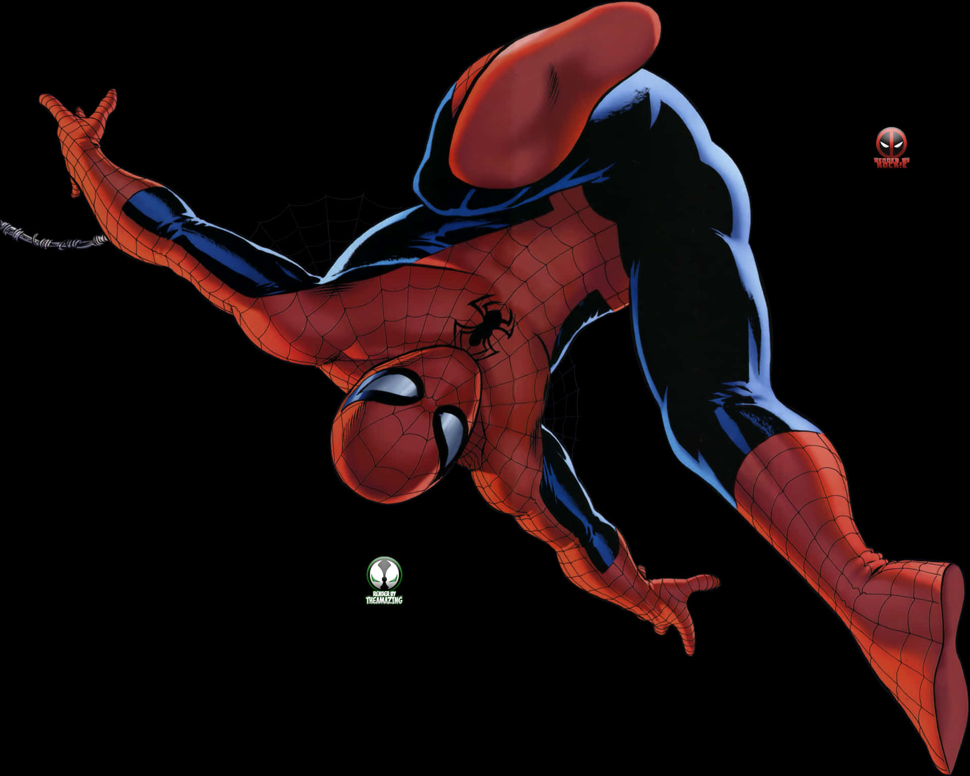 Swinging Spider Man Illustration PNG