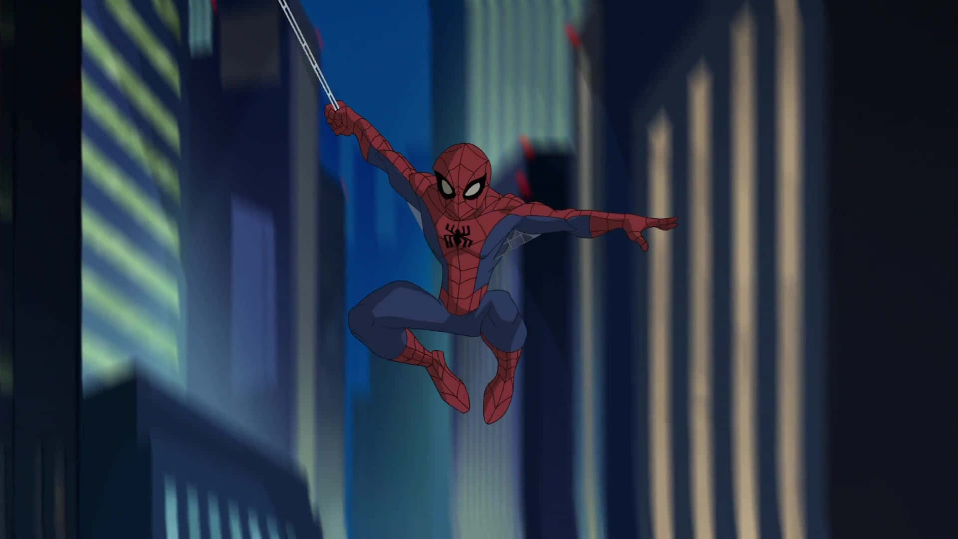 Swinging Spiderman PFP Cartoon Wallpaper