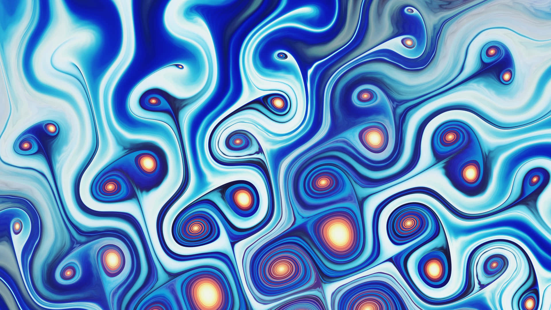 Blue Abstract Swirls Bubbles Background