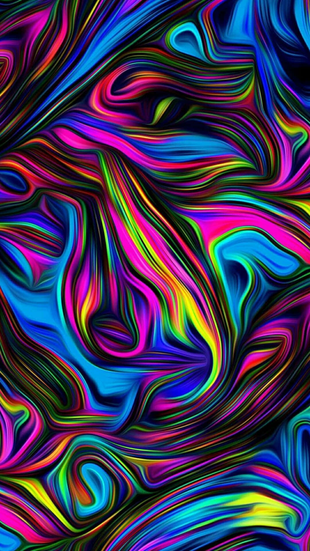 Vibrant Neon Multicolored Swirls Background