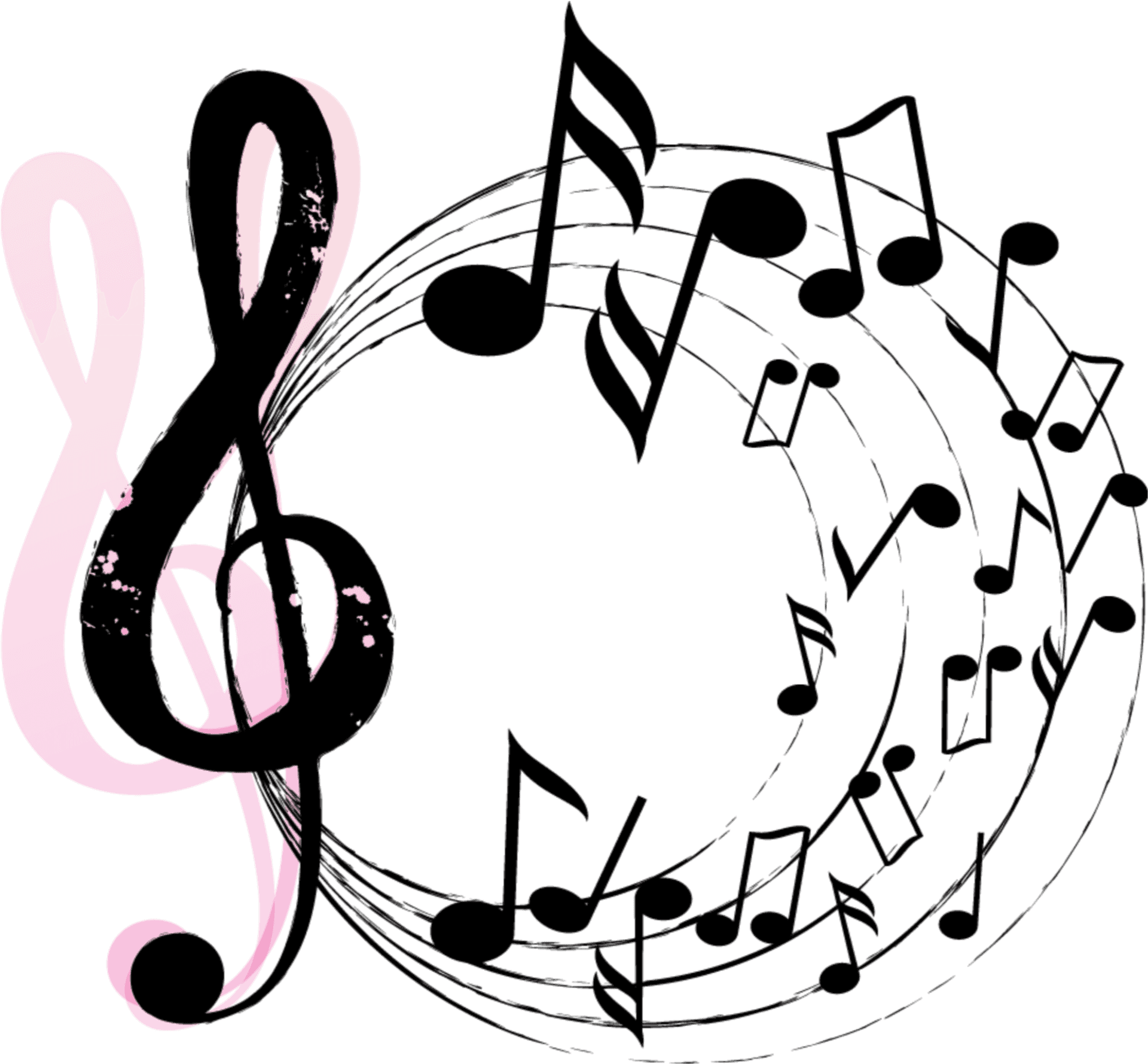 Swirling Music Notes Graphic PNG