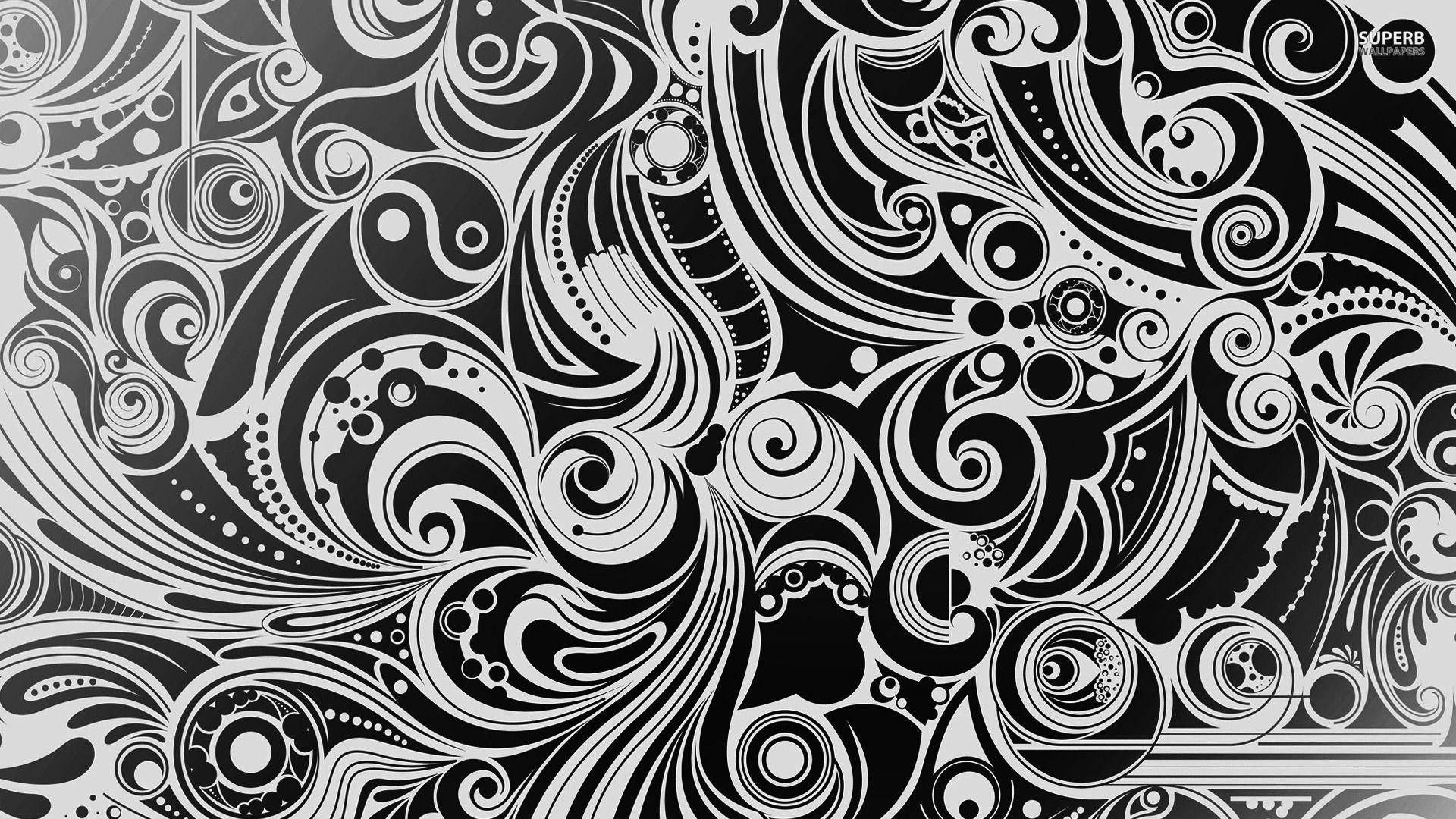 Swirls Black And White Art Wallpaper