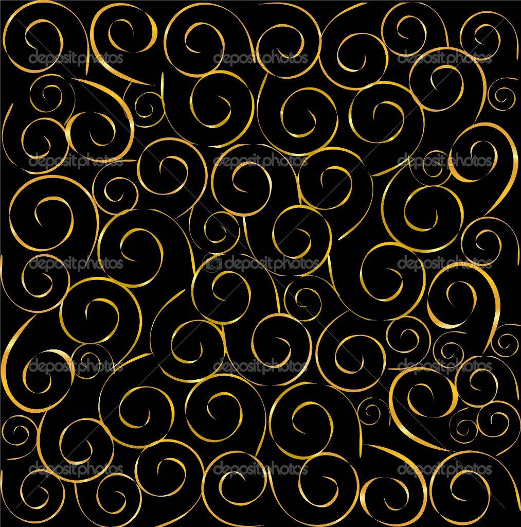 Swirly Black And Gold Pattern Wallpaper