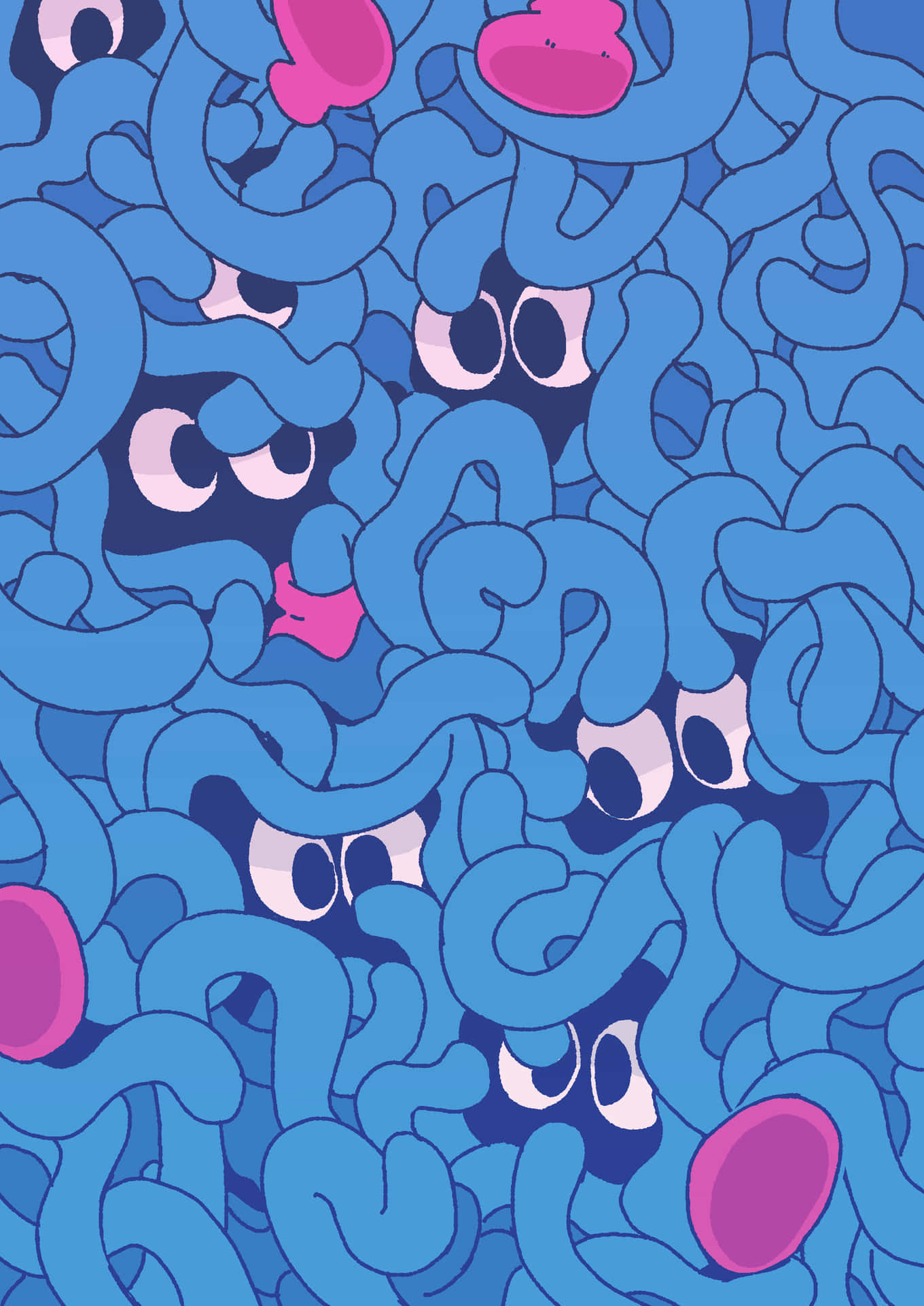 Swirly Blue Tangela Pattern Wallpaper