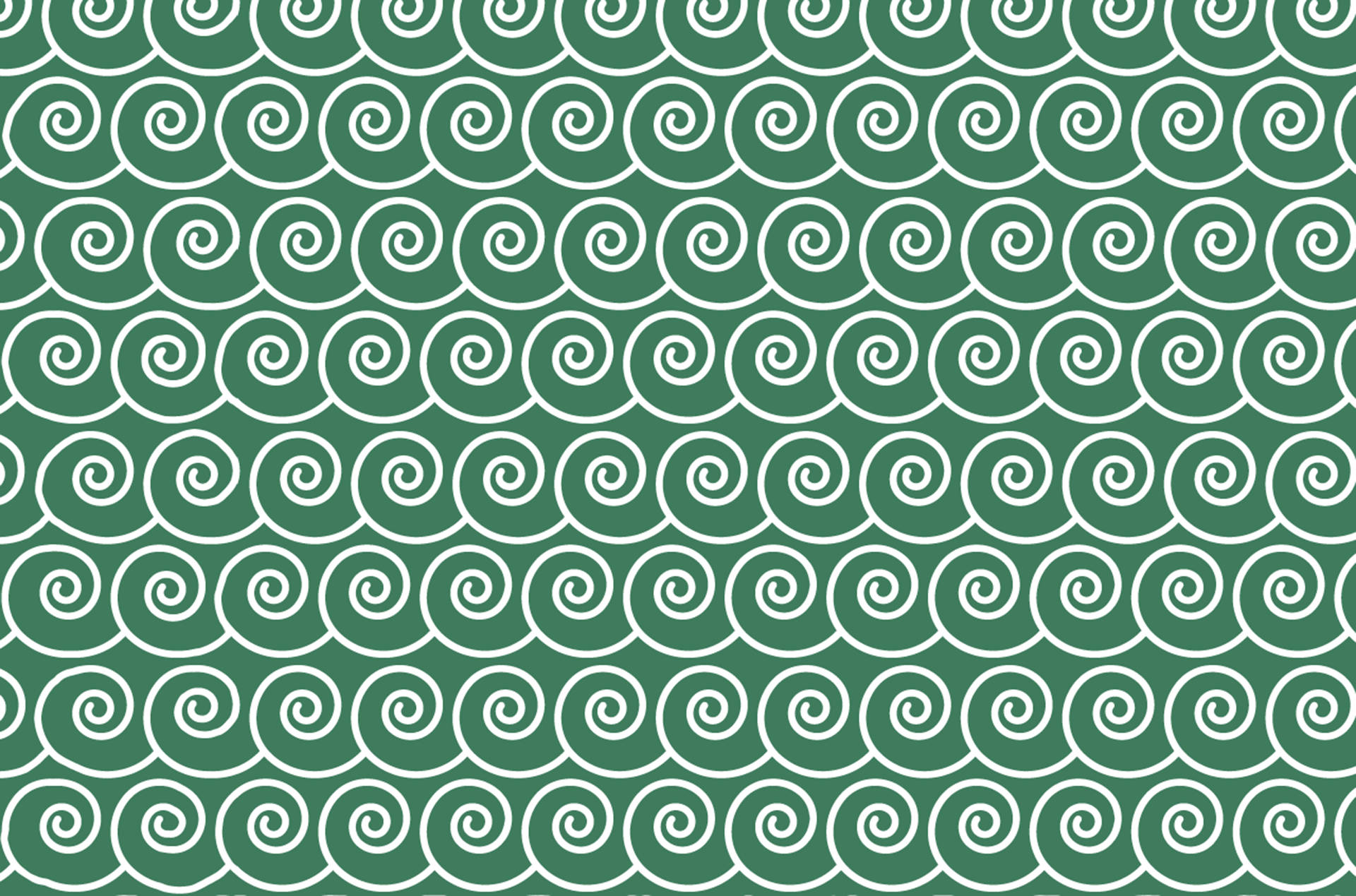Swirly Green Japanese Waves Wallpaper