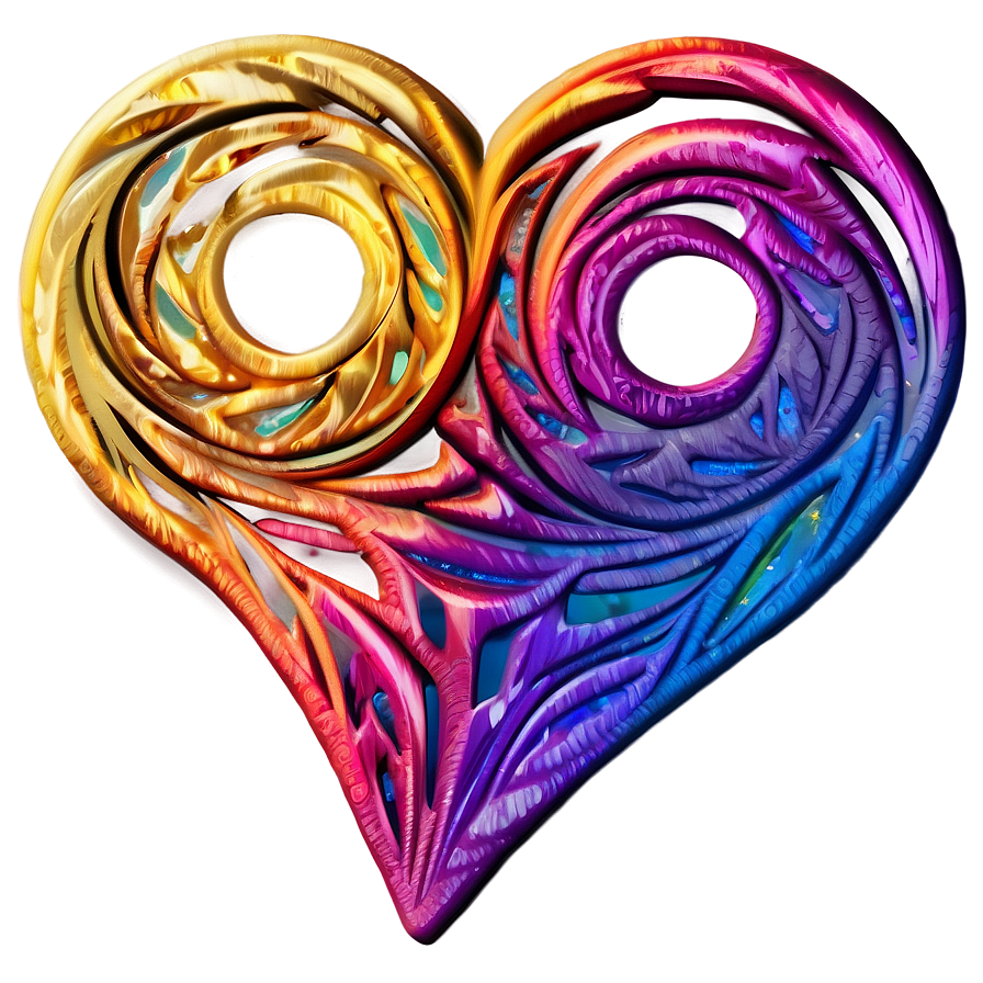 Swirly Heart Design Png Oje PNG