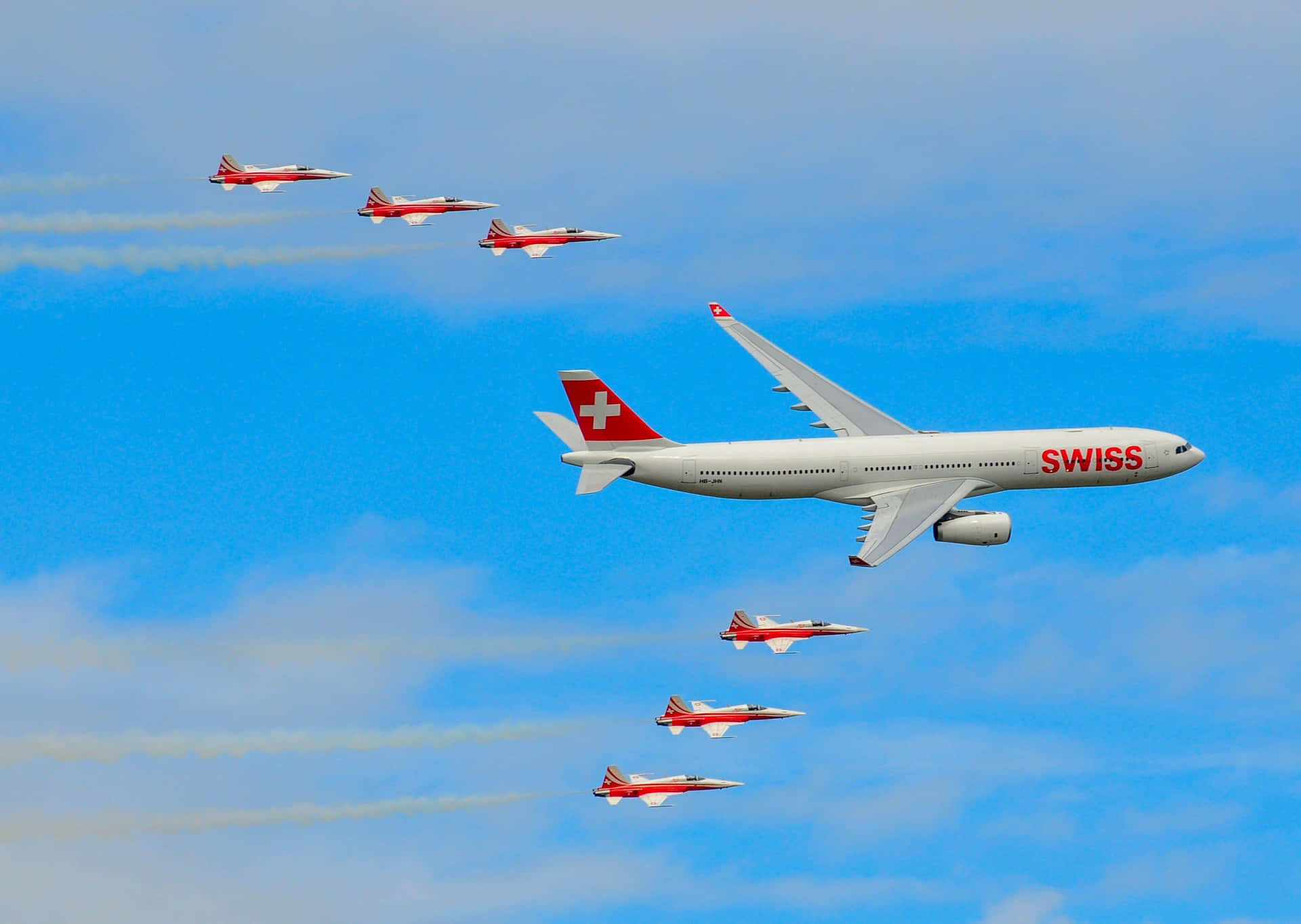 Swiss Airbusand Jet Formation Flight Wallpaper