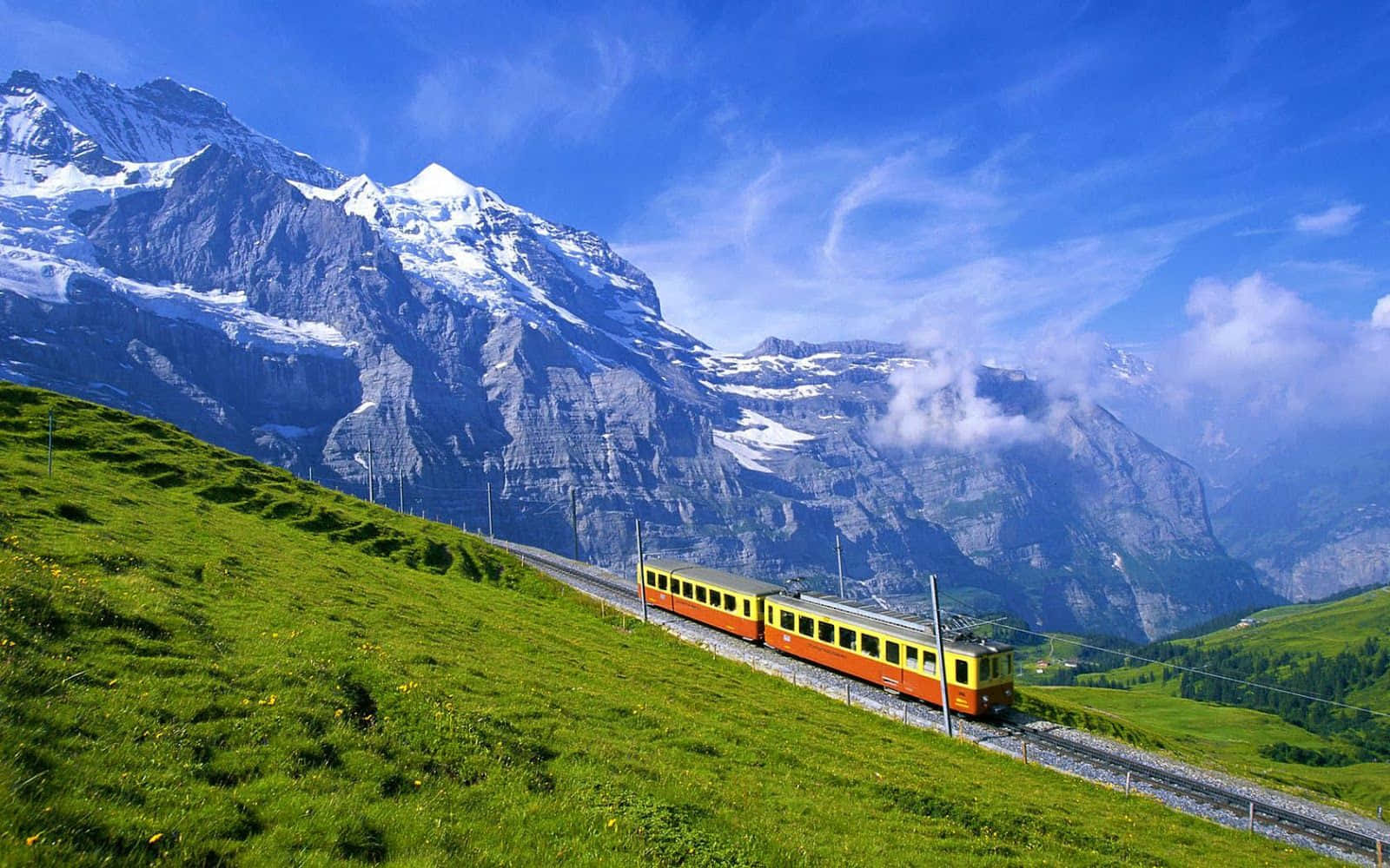 Swiss Alpine Train Scenery Wallpaper