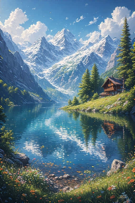 Swiss Alps Lake And Chalet Peaceful Switzerland 4k Wallpaper