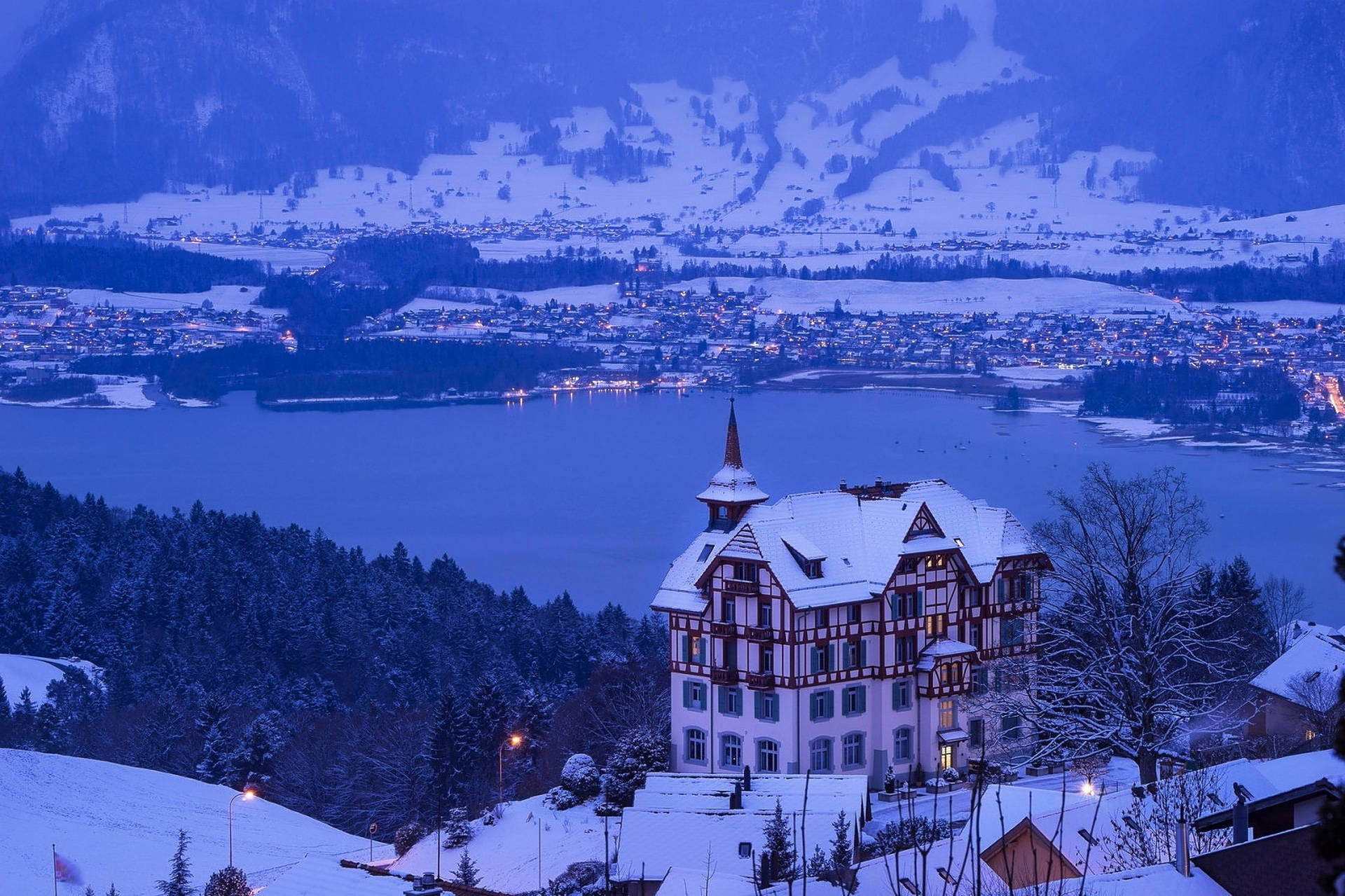 Swiss Alps Town Wallpaper